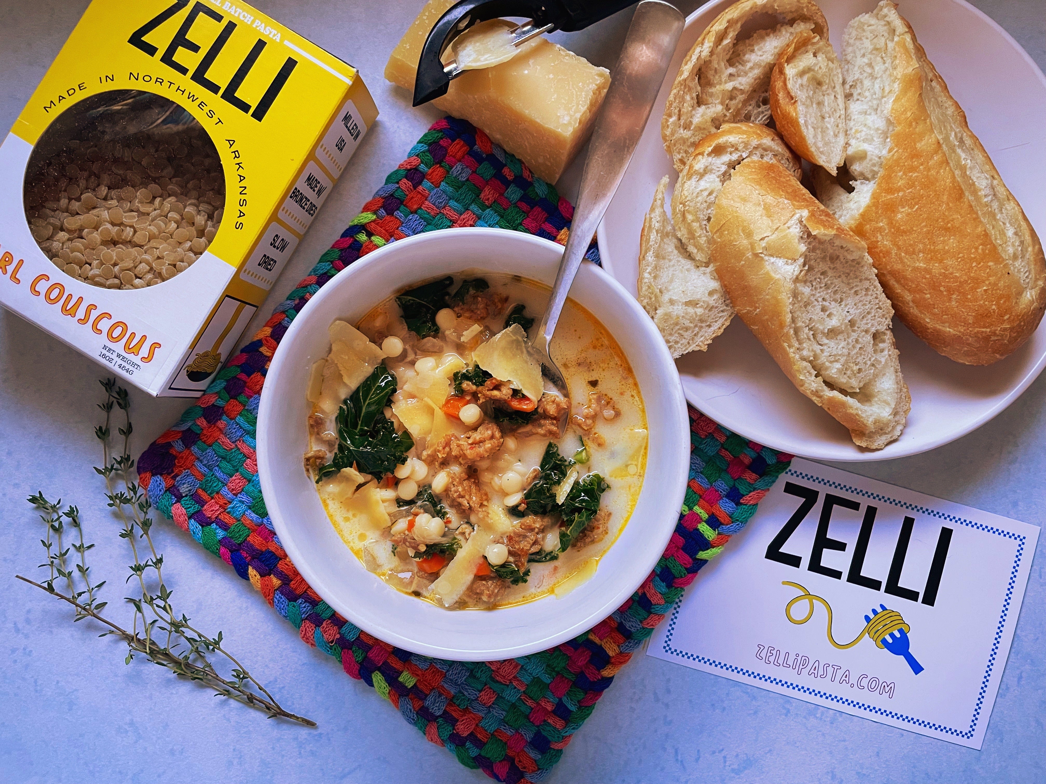 Fall Pearl Couscous & Sausage Soup – ZelliPasta