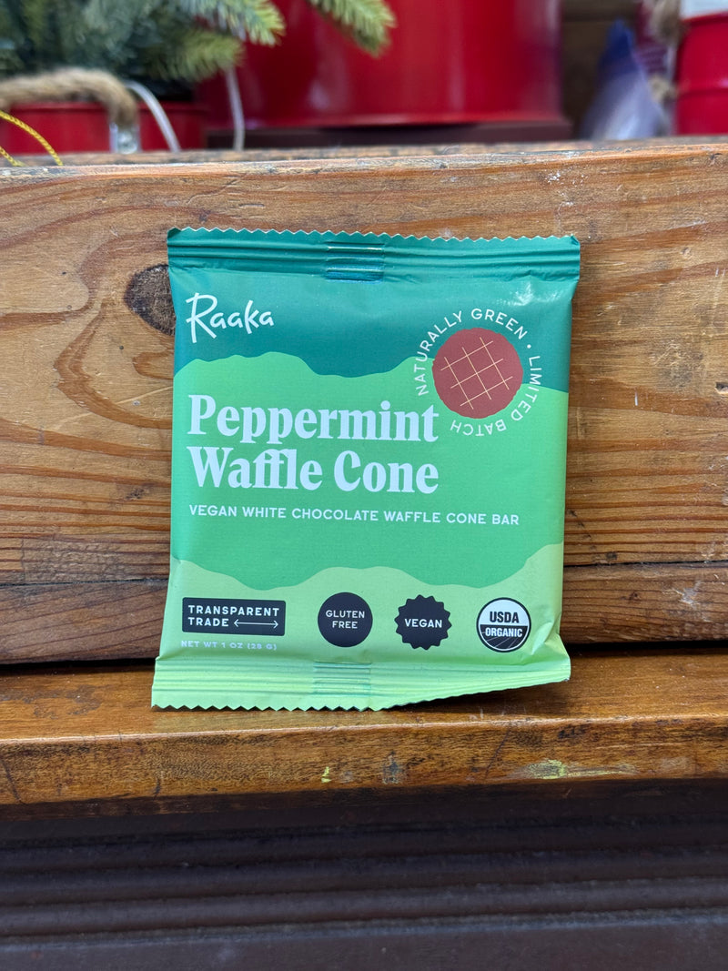 Raaka Peppermint Chocolate Waffle Cone (Winter Seasonal), 1oz