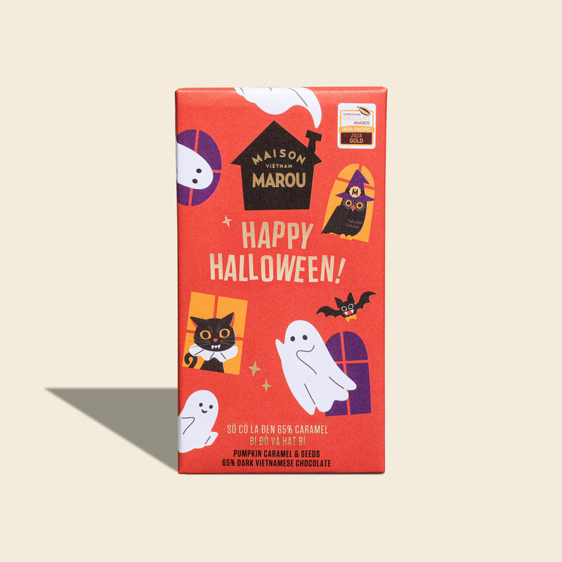 Dark Chocolate 65% & Caramel Pumpkin Seed Bar - Halloween Edition - 100g
